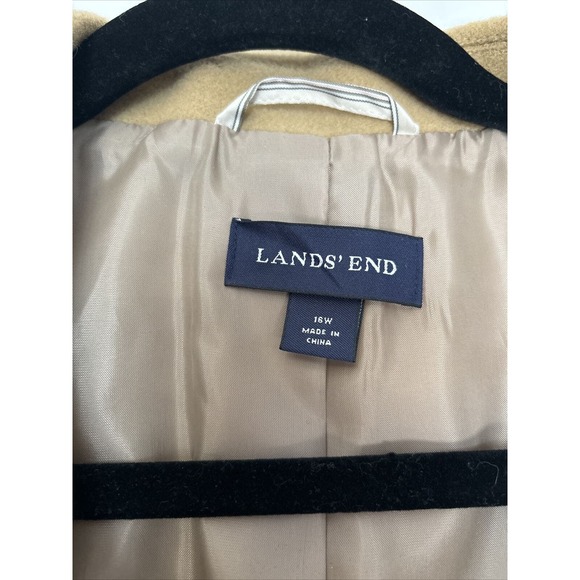 Lands End USA‎ Camel Long Wool button up winter Coat womens size 16W F12 - Picture 2 of 6